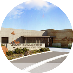 Antelope island visitor center front view.