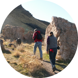 Couple hiking antelope island.